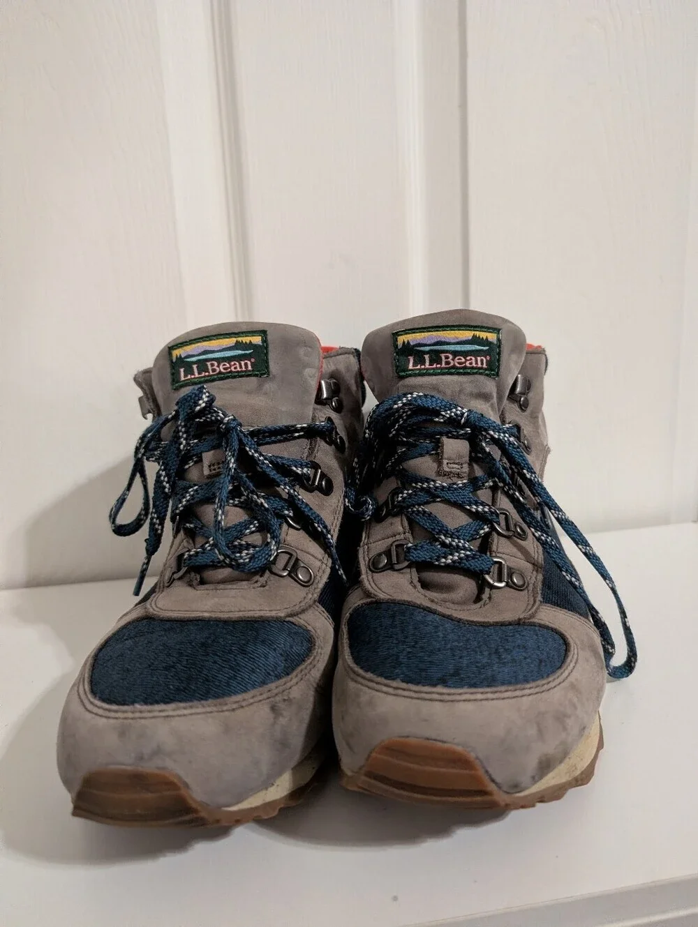L.L. Bean Mens Boots Shoes Outdoor Hiking Gray Blue Katahdin Size 9
